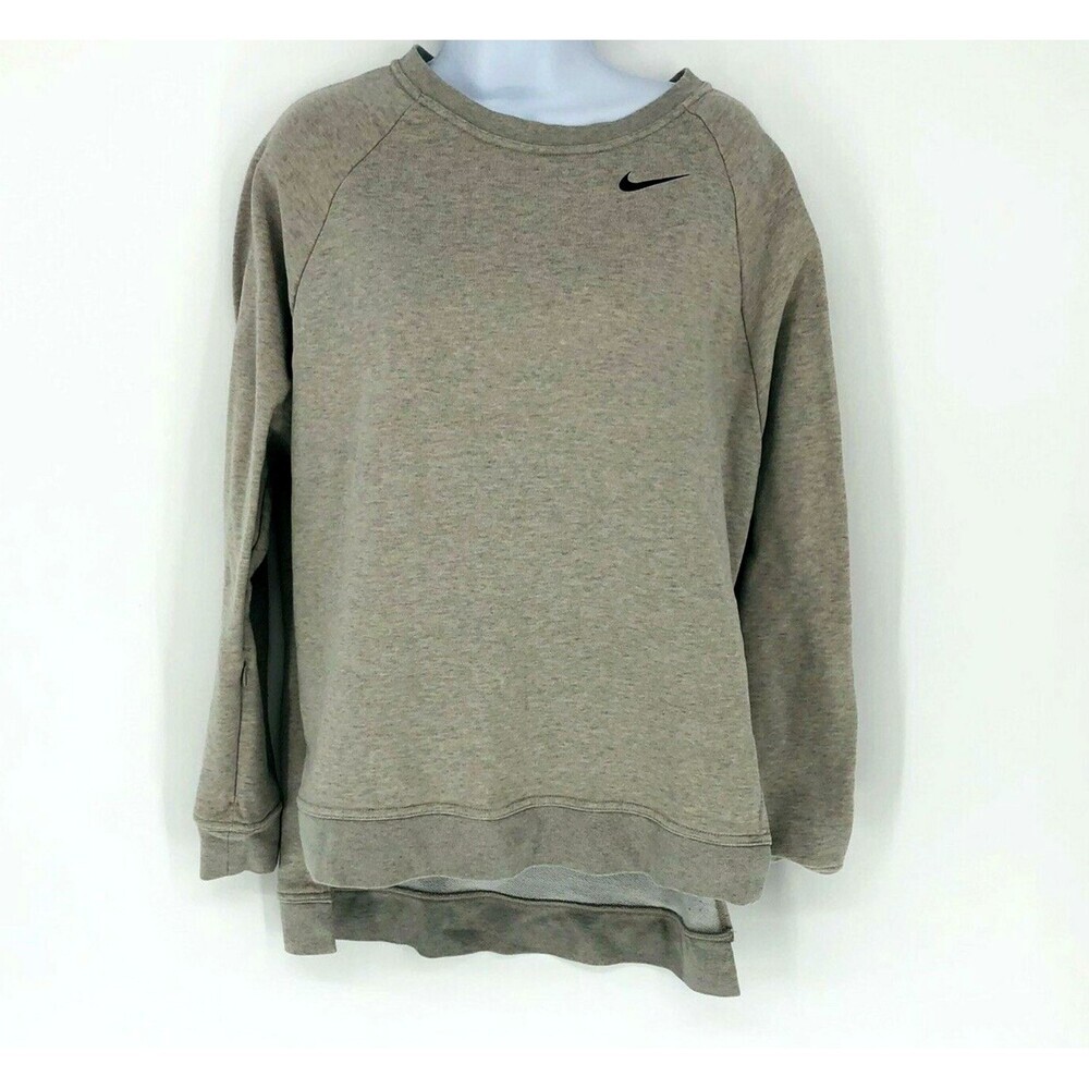 NIKE Dri-Fit Women's S Long-sleeve Training Top In Cobblestone/black Sweatshirt